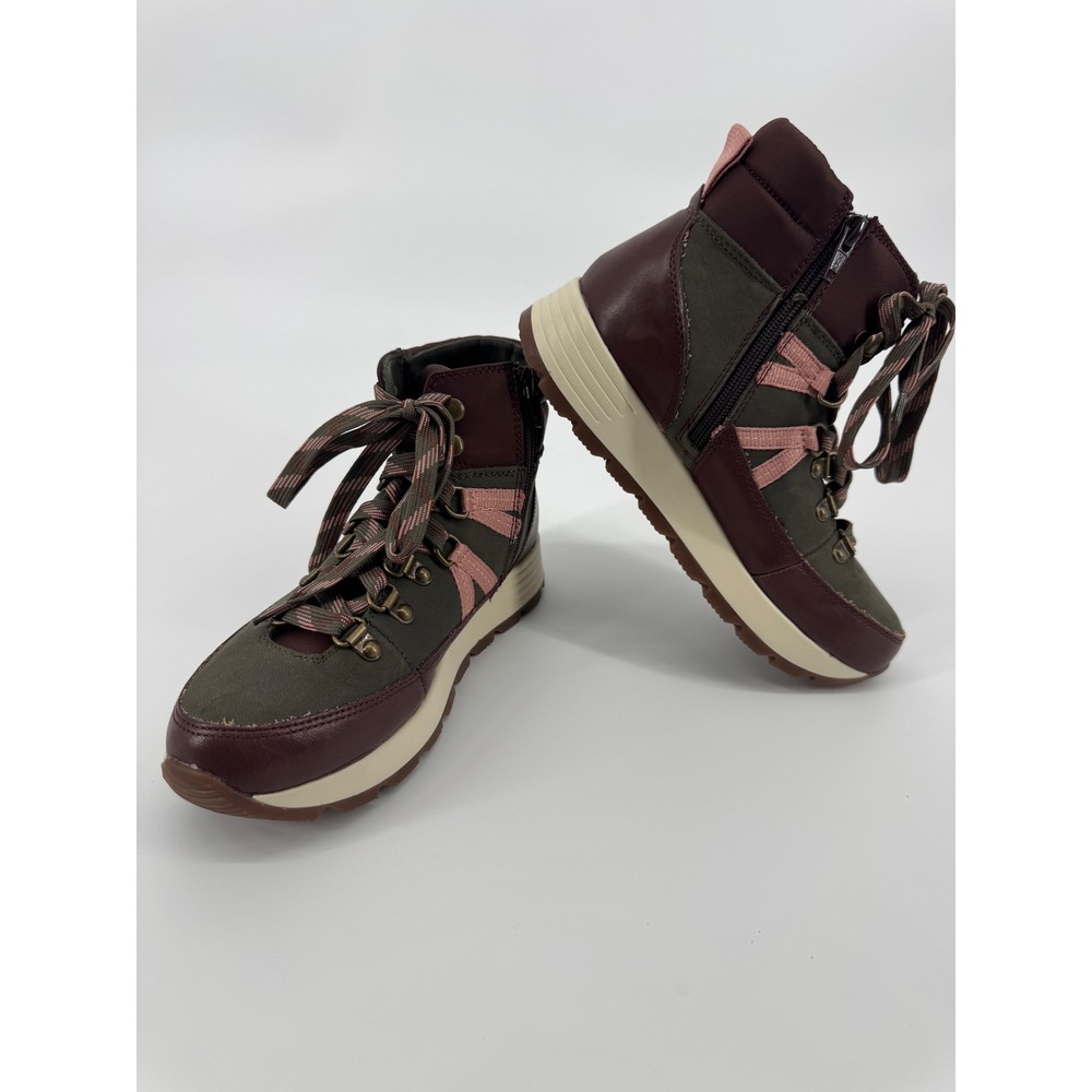 Alex Marie Womens Leather Hiking Ankle Boots Burgundy Olive Green Size 6.5 M